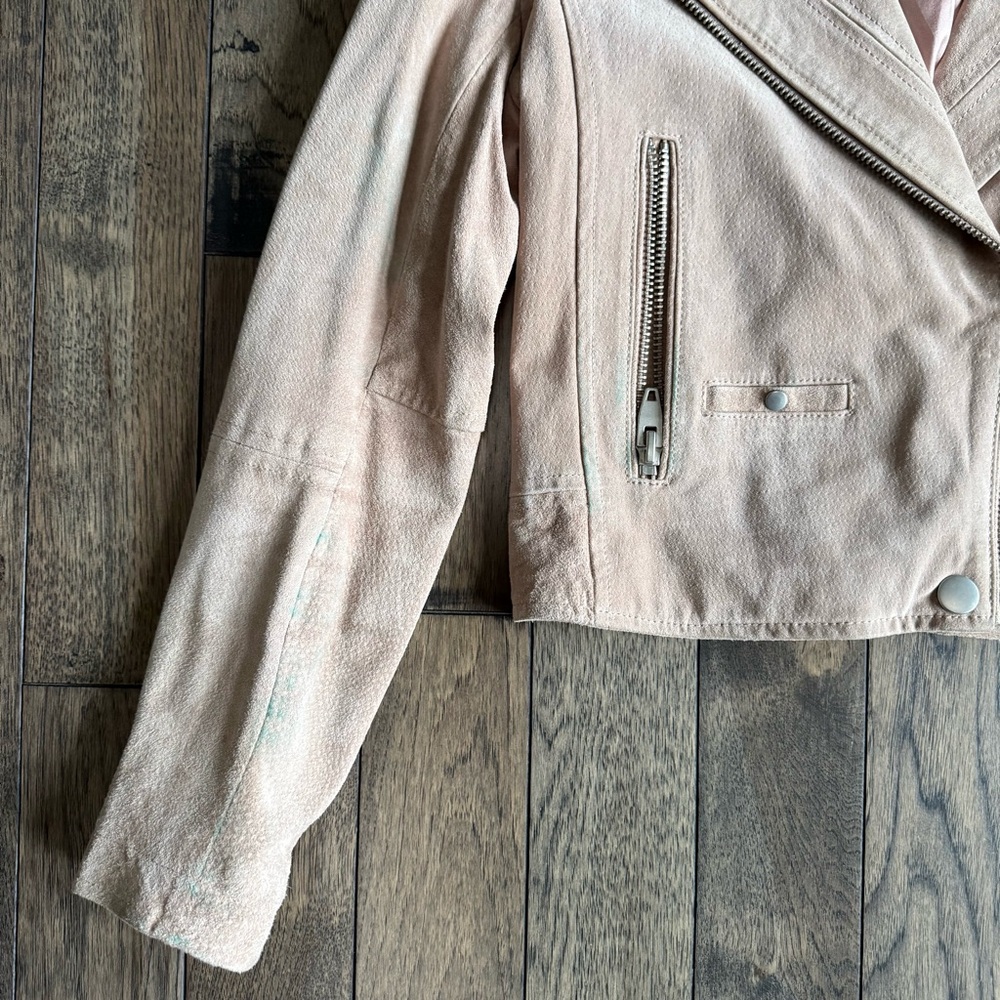 SL8 by Blank NYC Women's Beige Genuine Suede Leather Moto Jacket - Picture 4 of 5